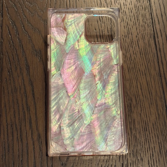 FLAUNT Square Orange Mother of Pearl iPhone 13 Case and Phone Ring - Picture 3 of 4